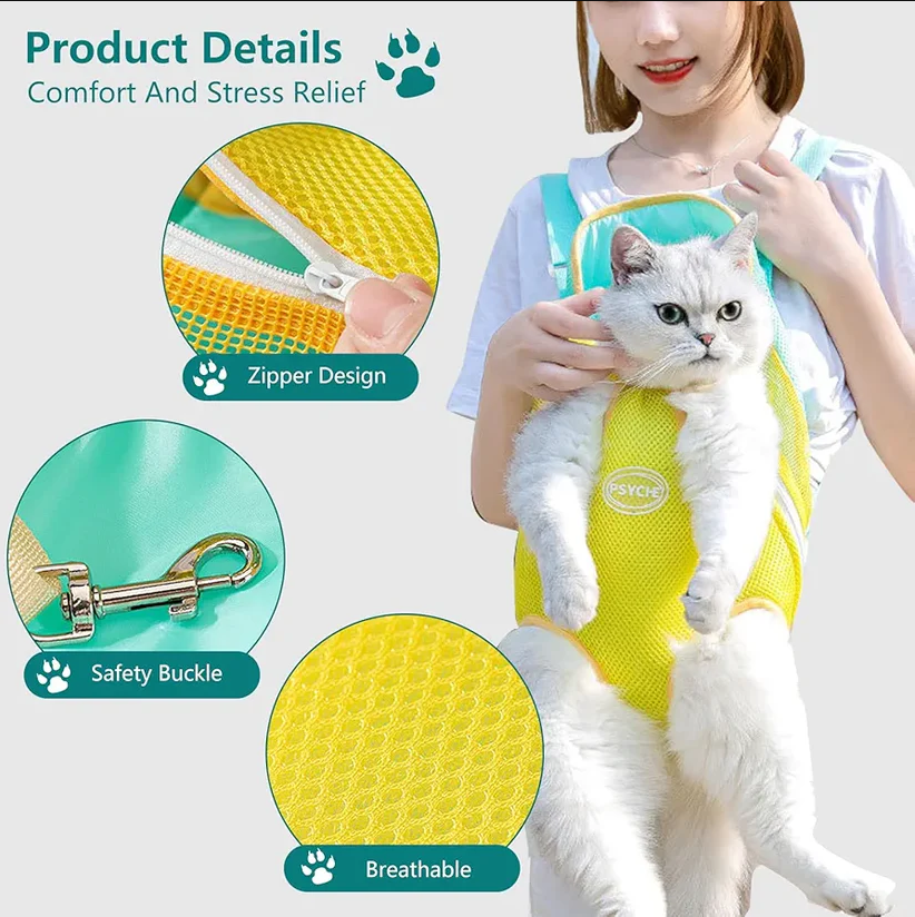 Breathable outdoor cat bag, seasonal universal color blocked pet chest bag, portable travel backpack for small dogs, pet bag