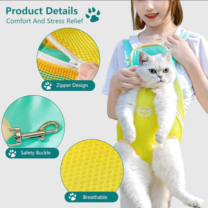 Breathable outdoor cat bag, seasonal universal color blocked pet chest bag, portable travel backpack for small dogs, pet bag