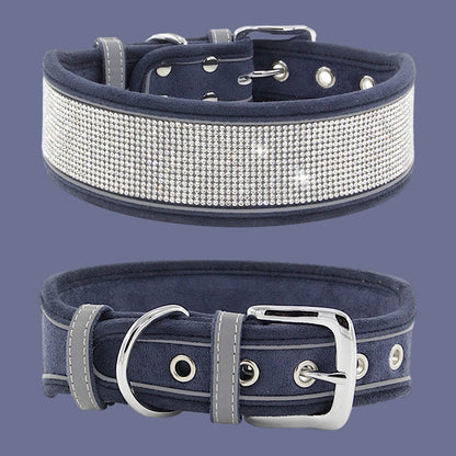 Reflective Dog Collar Shiny Rhinestone Pet Collar Medium sized Dog Chain Soft and Comfortable Walking Rope