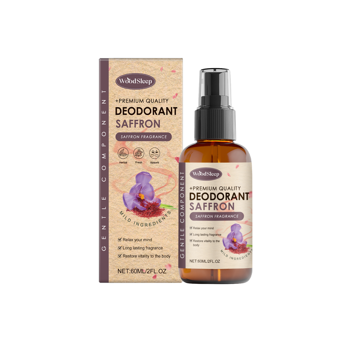 Woodsleep Saffron Magnesium Spray Gentle Pamper Night Rest Comfort Sleep Portable Care